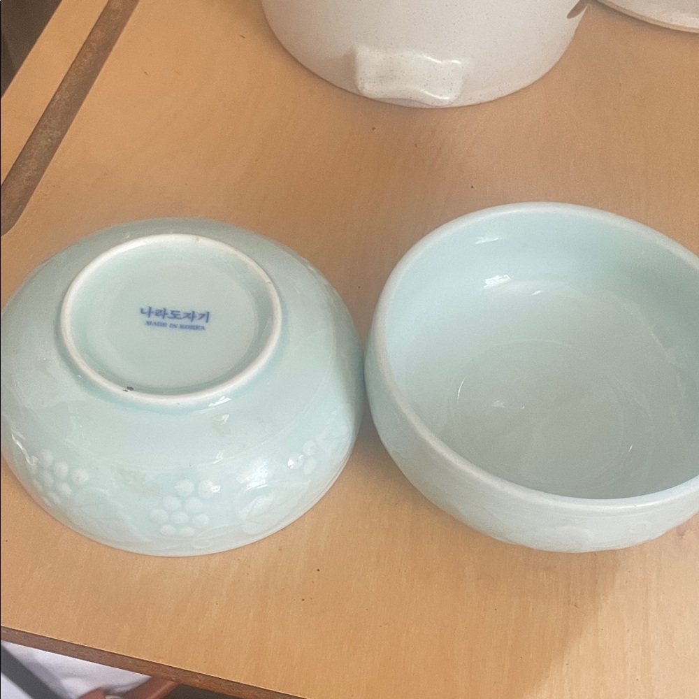 Elegant Celadon Light Blue Ceramic Bowl Set